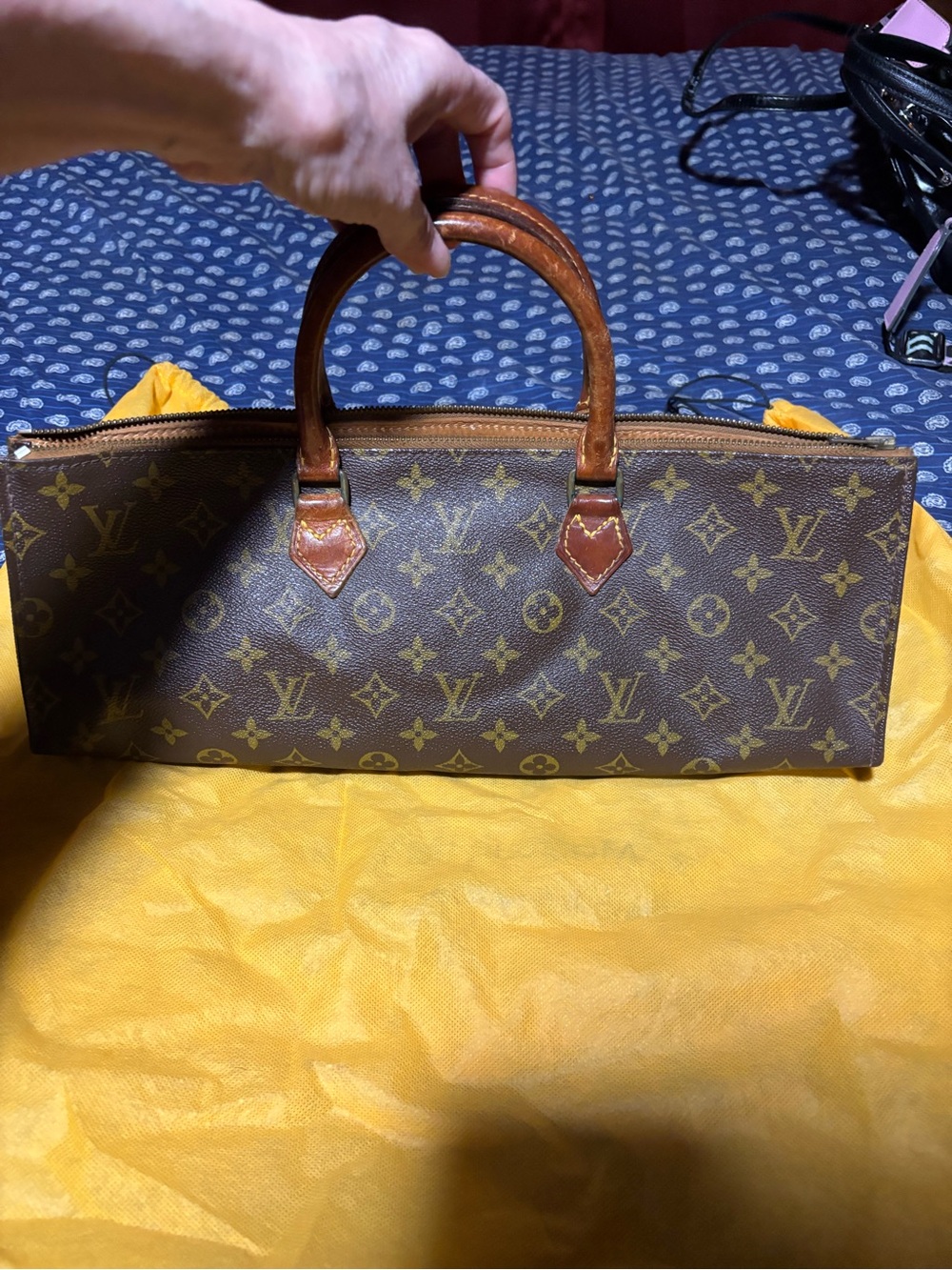 Louis Vuitton Brown Monogram Canvas Top-Handle triangle bag